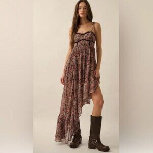 Promesa Floral Winds Asymmetrical Chiffon Maxi Dress